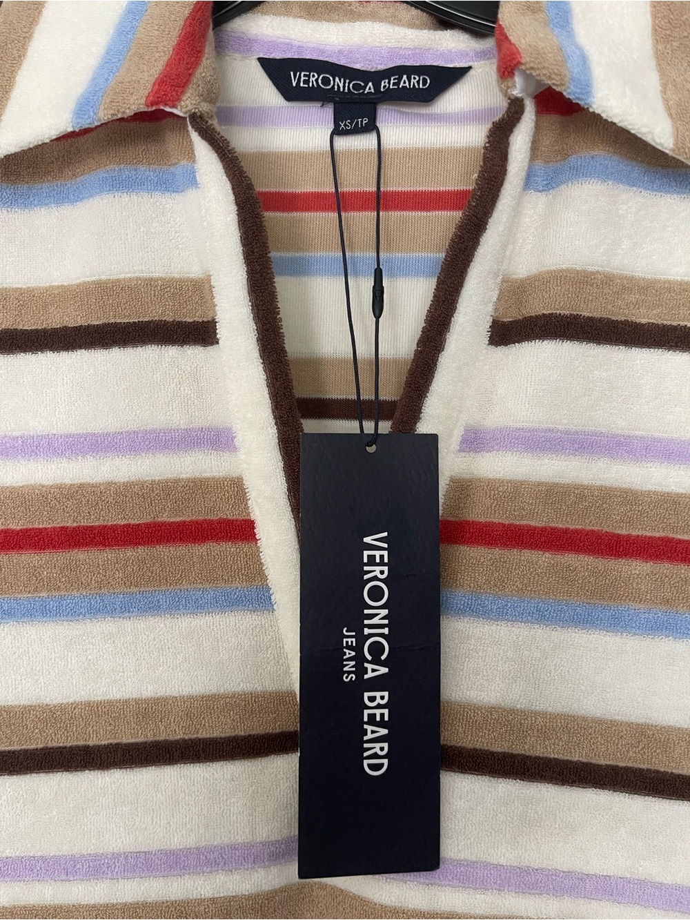 Veronica Beard Cream Multi-Stripe Polo Mini Dress - Picture 2 of 11